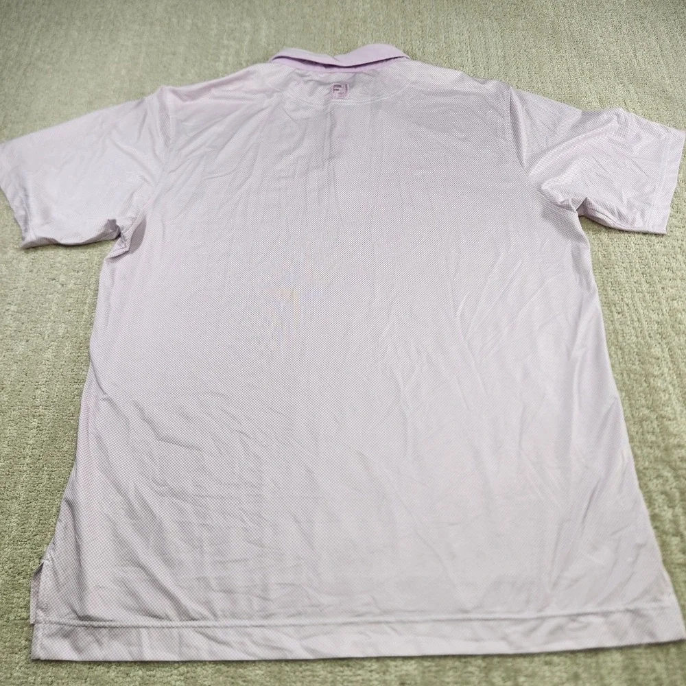 FootJoy Polo Shirt Mens XL Lisle Mini Check Performance Quick Dry Pink‎ Stretch